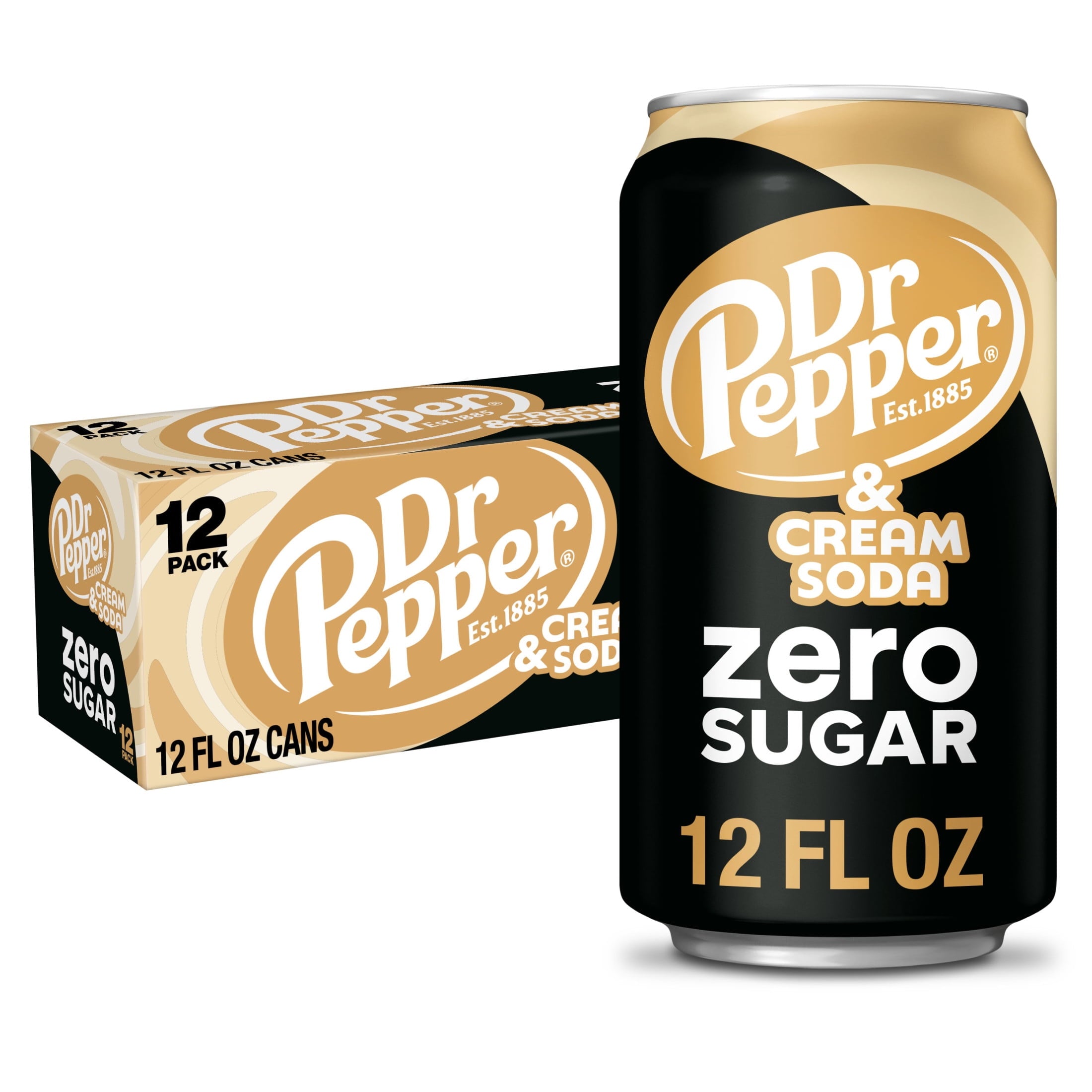 Dr Pepper & Cream Soda Zero Sugar, 20 fl oz Bottle